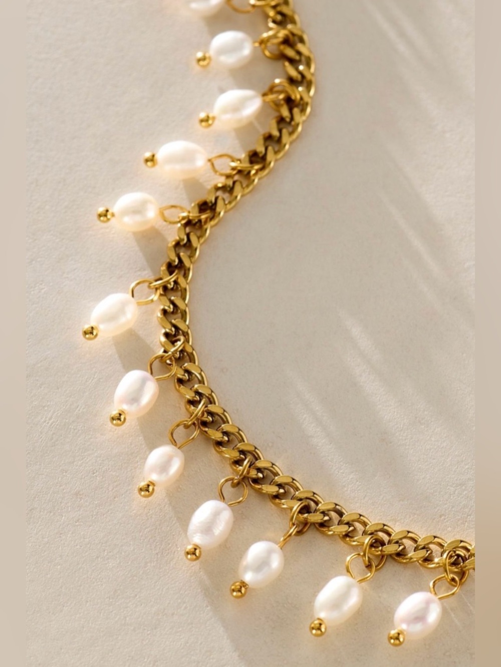 Free People New St. Moran Vicentina Necklace Freshwater Pearls 18K Gold- Plated - Picture 2 of 8